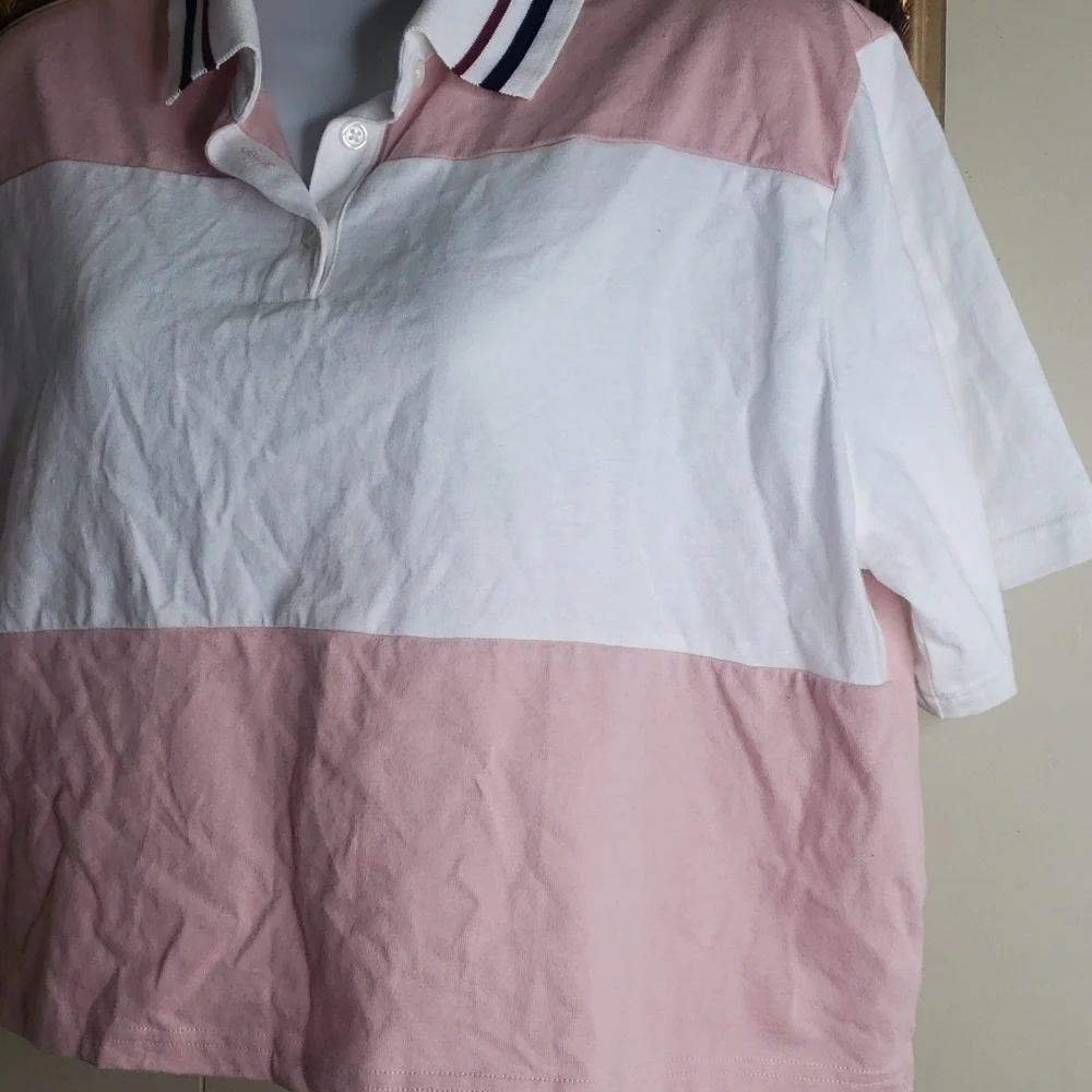 WOMEN'S Short Sleeve Rugby Stripe Collared Top - Wild Fable - Picture 6 of 7